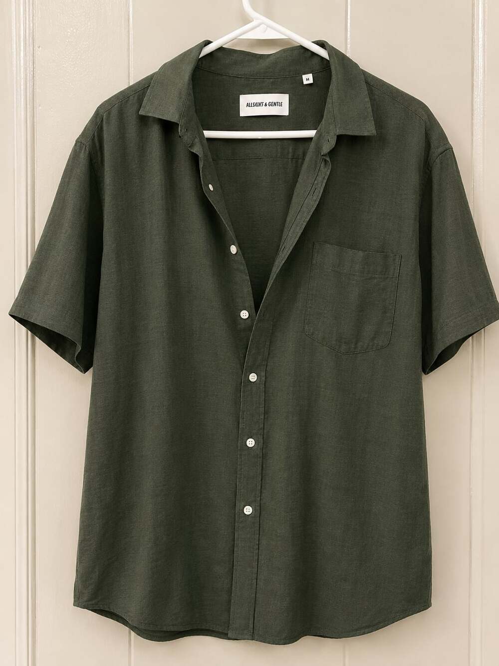 Alimens & Gentle Men's Short Sleeve Button Down Casual Linen Shirt